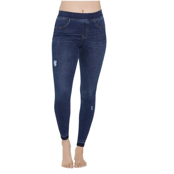 Spanx Distressed Denim Skinny Jean Leggings, Medium - Picture 1 of 9